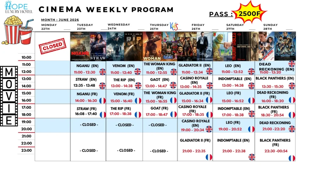 Cinema weekly program