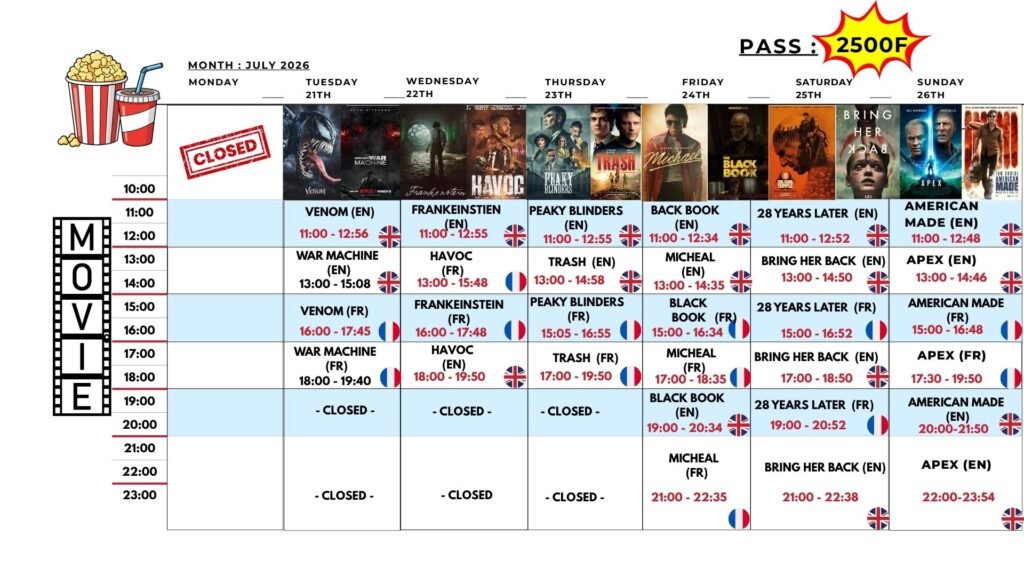 Weekly cinema program Hope Luxury Hotel